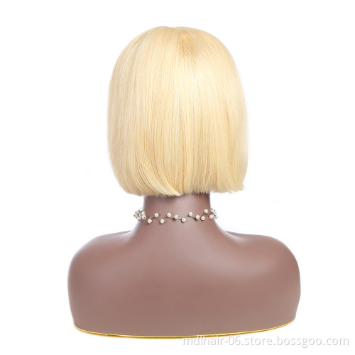 Wholesale 613 Virgin Hair Short Bob Wig, Good Quality Peruvian Remy Hair 13*4 Lace Front Bob Wigs 9A 10A Blonde Hair